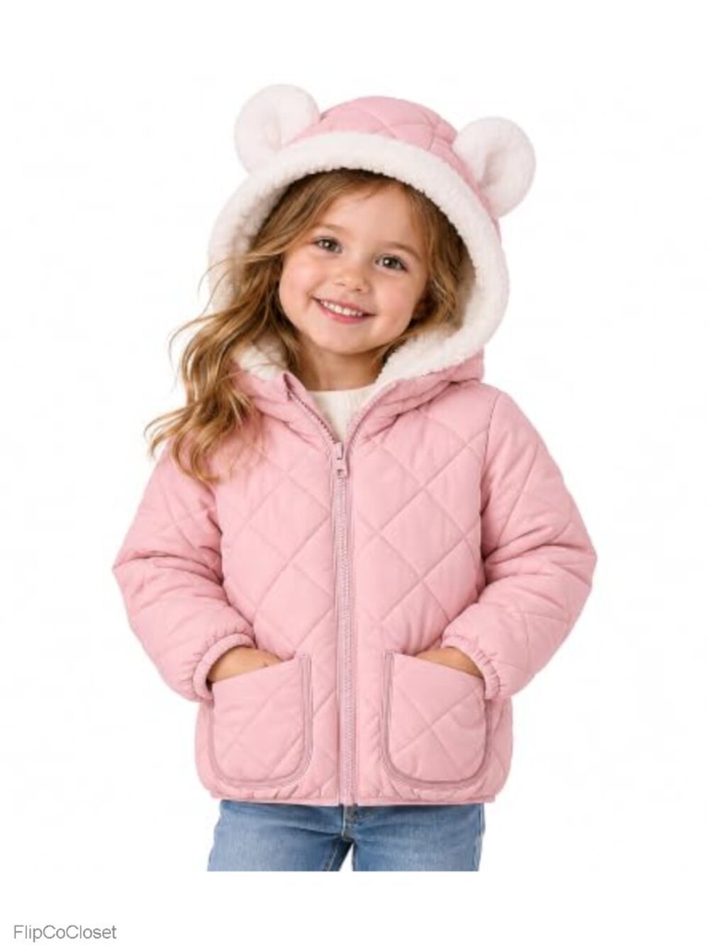 Toddler Girls Lightweight Quilted Hooded Winter Puffer Jacket